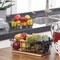 2-Tier Rectangle Countertop Fruit, Bread Wire Basket (Metal + Wood base)